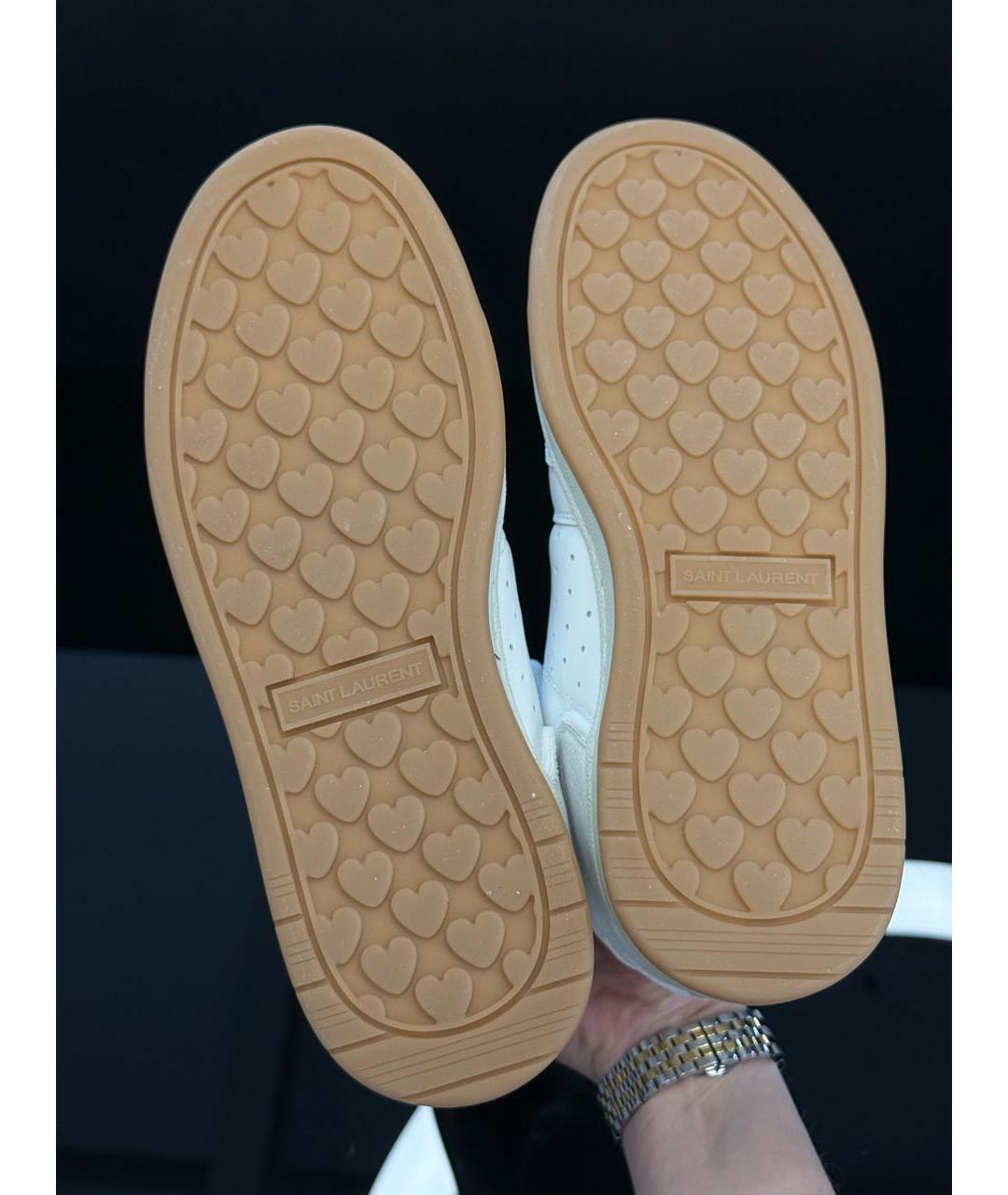 SAINT LAURENT Белые кожаные кроссовки, фото 5