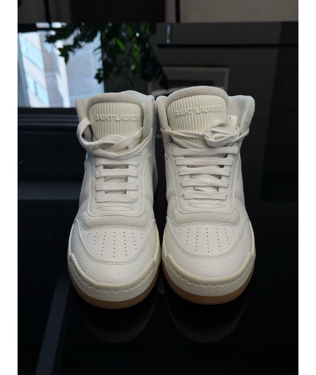 SAINT LAURENT Белые кожаные кроссовки, фото 2