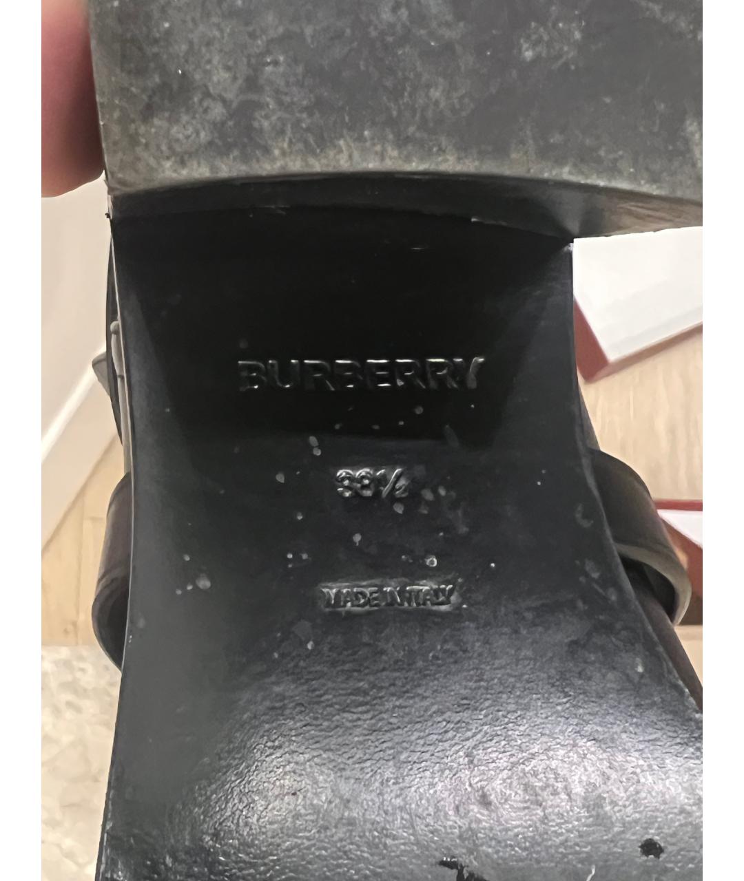 BURBERRY Черные кожаные ботильоны, фото 4