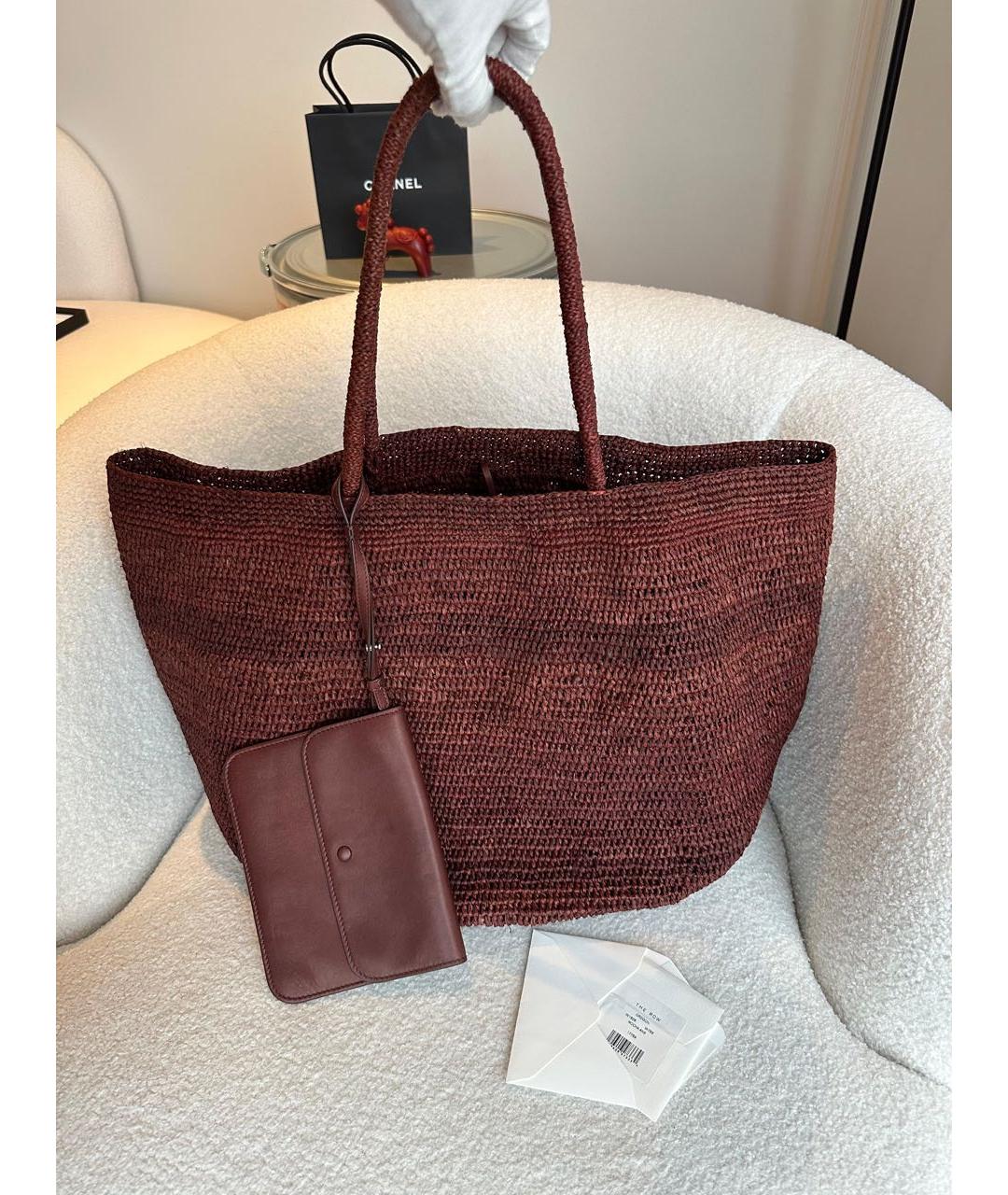 THE ROW Бордовая пелетеная пляжная сумка, фото 5