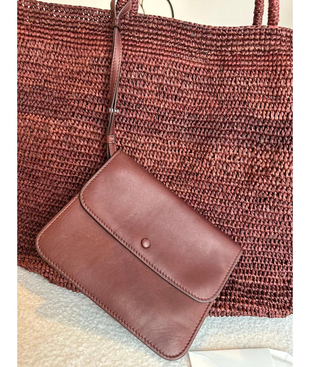 THE ROW Бордовая пелетеная пляжная сумка, фото 2