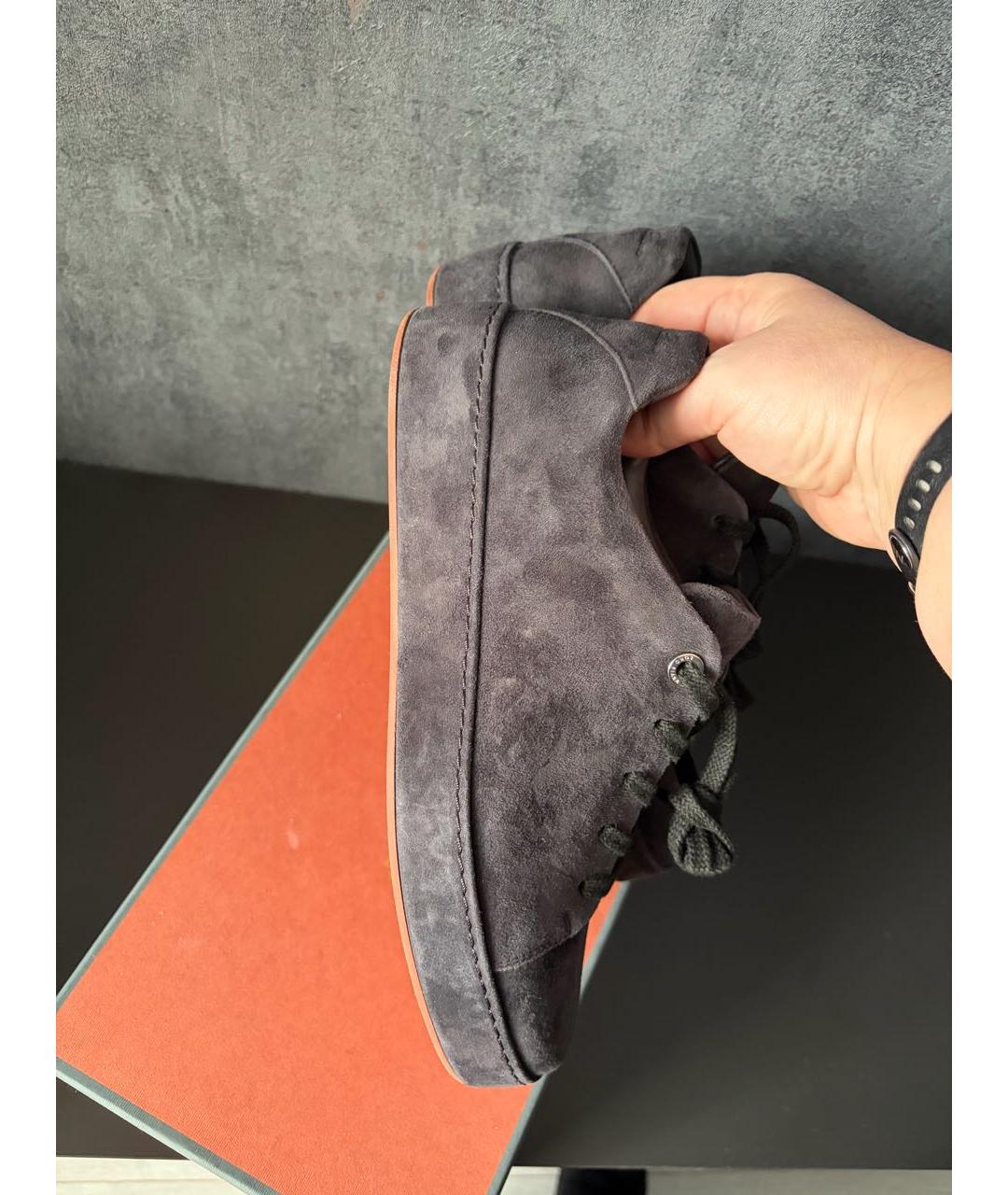 LORO PIANA Черные замшевые ботинки, фото 7