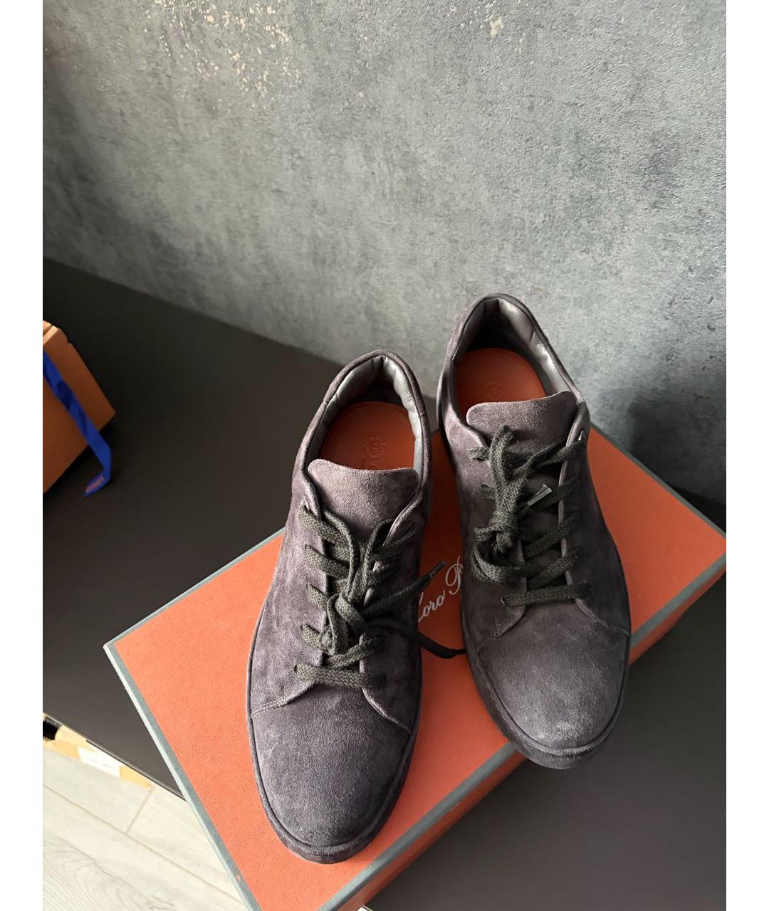 LORO PIANA Черные замшевые ботинки, фото 2