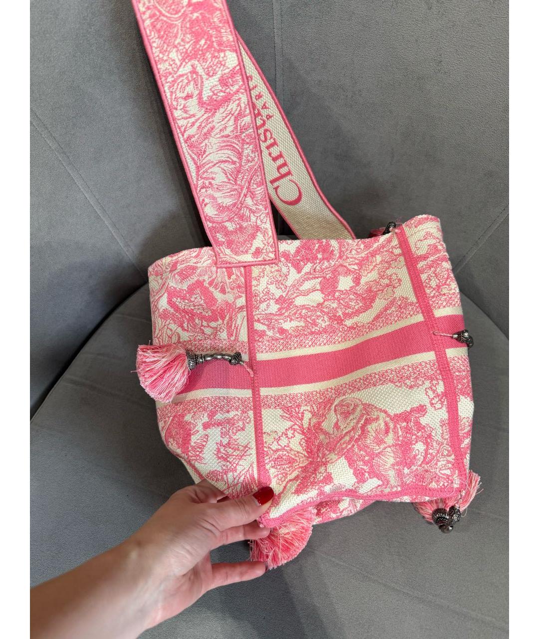 CHRISTIAN DIOR Розовая тканевая сумка через плечо, фото 4