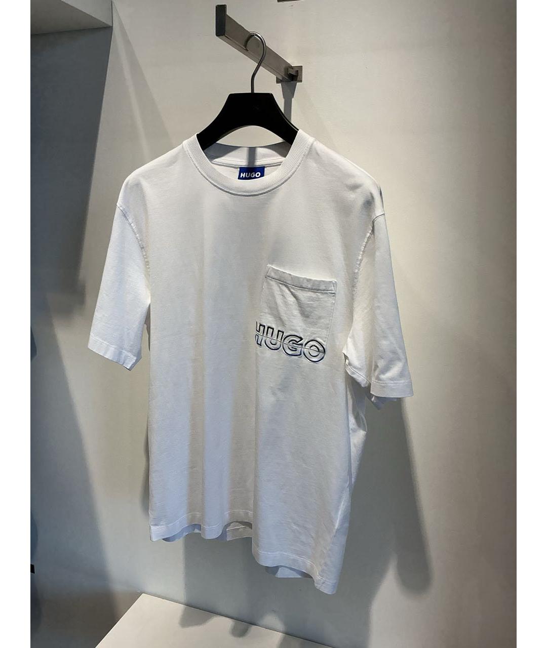 HUGO Белая хлопковая футболка, фото 3