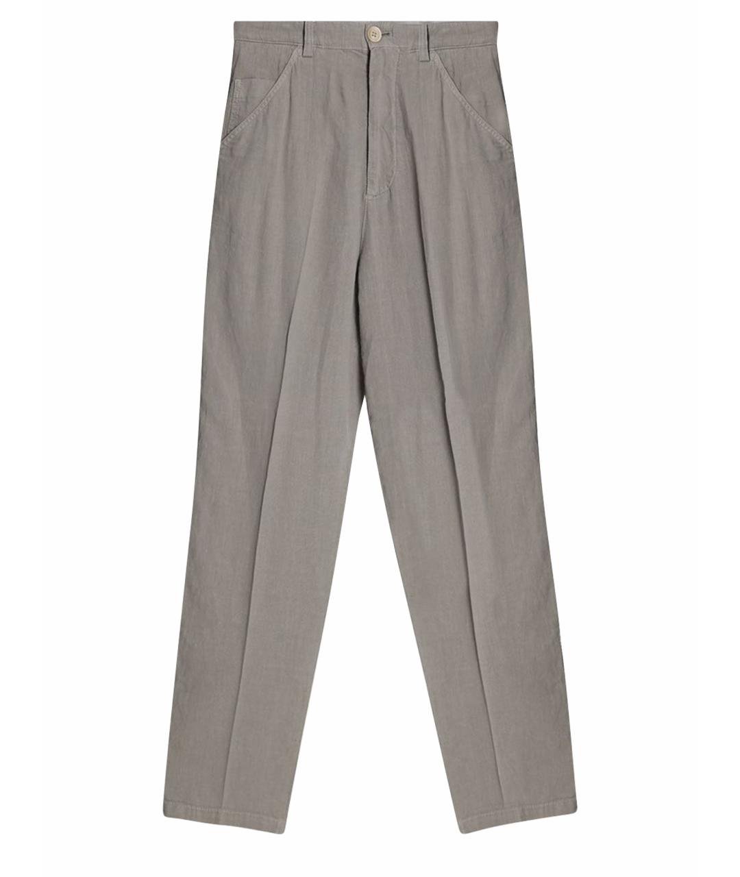 BRUNELLO CUCINELLI Бежевые льняные классические брюки, фото 1