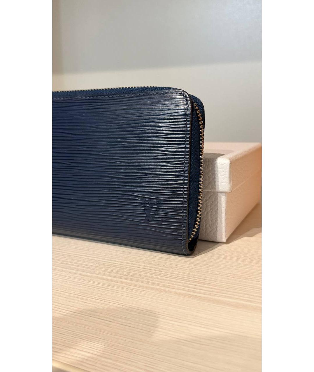 LOUIS VUITTON Синий кожаный кошелек, фото 3