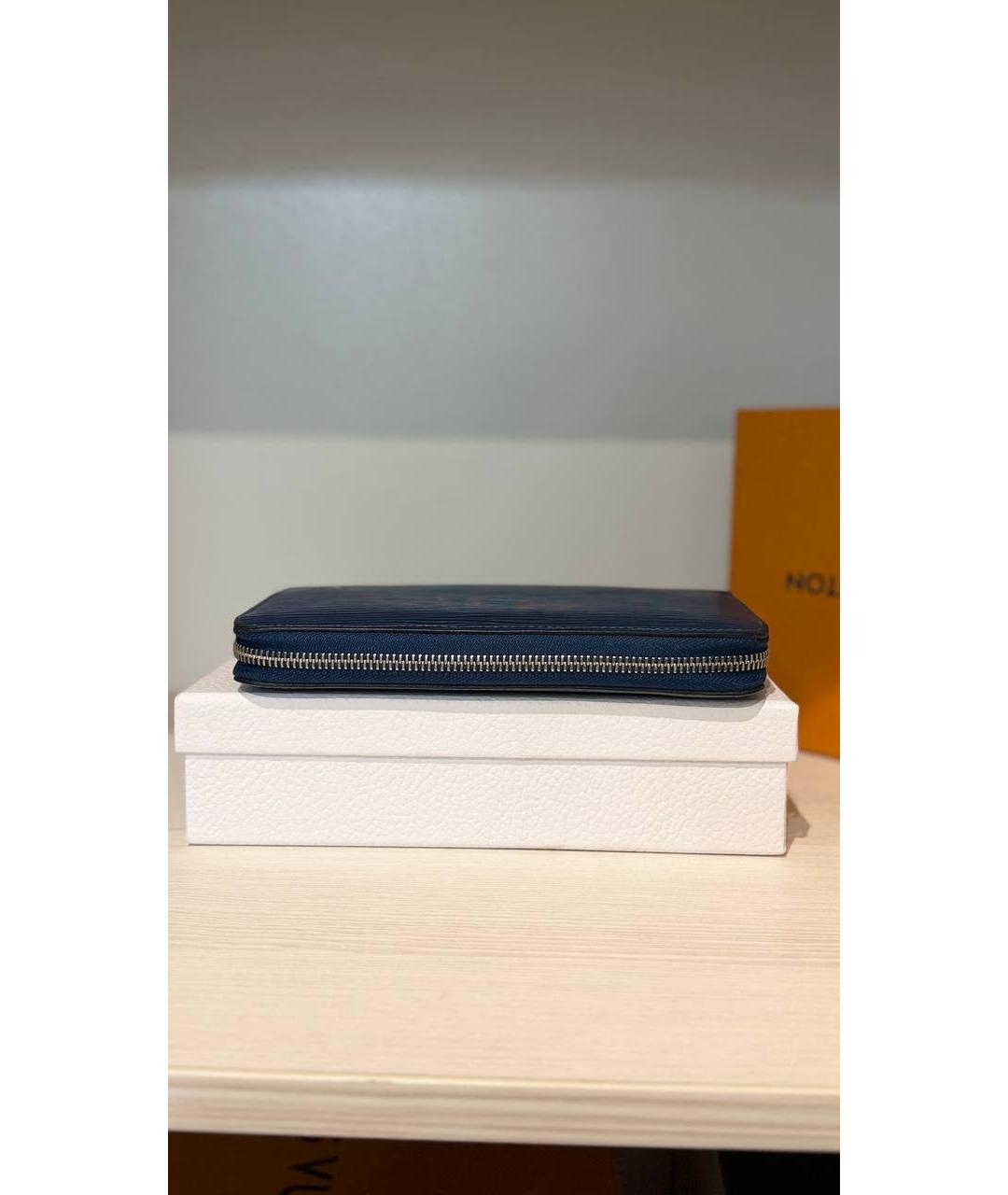 LOUIS VUITTON Синий кожаный кошелек, фото 5