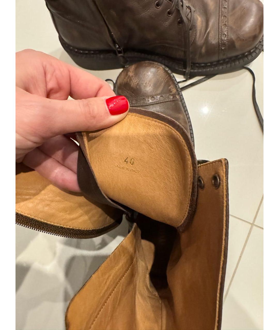 MIU MIU Коричневые кожаные ботинки, фото 4