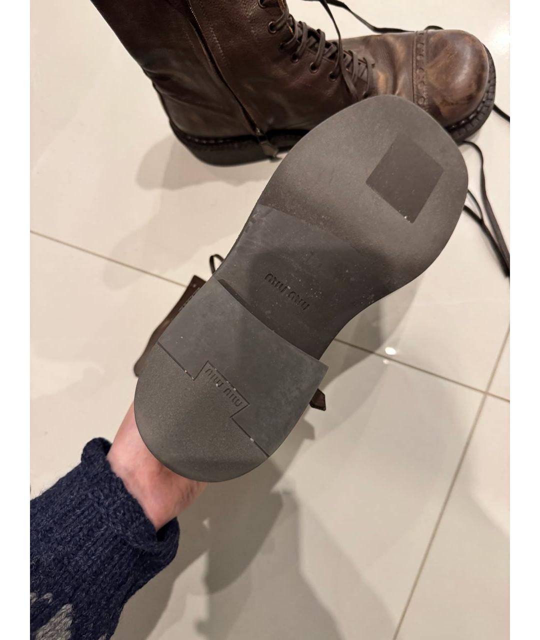 MIU MIU Коричневые кожаные ботинки, фото 3