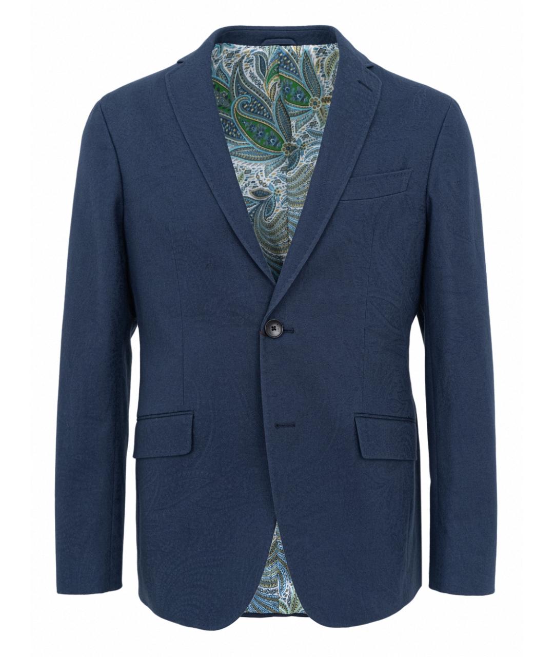 ETRO Синий хлопко-эластановый пиджак, фото 1