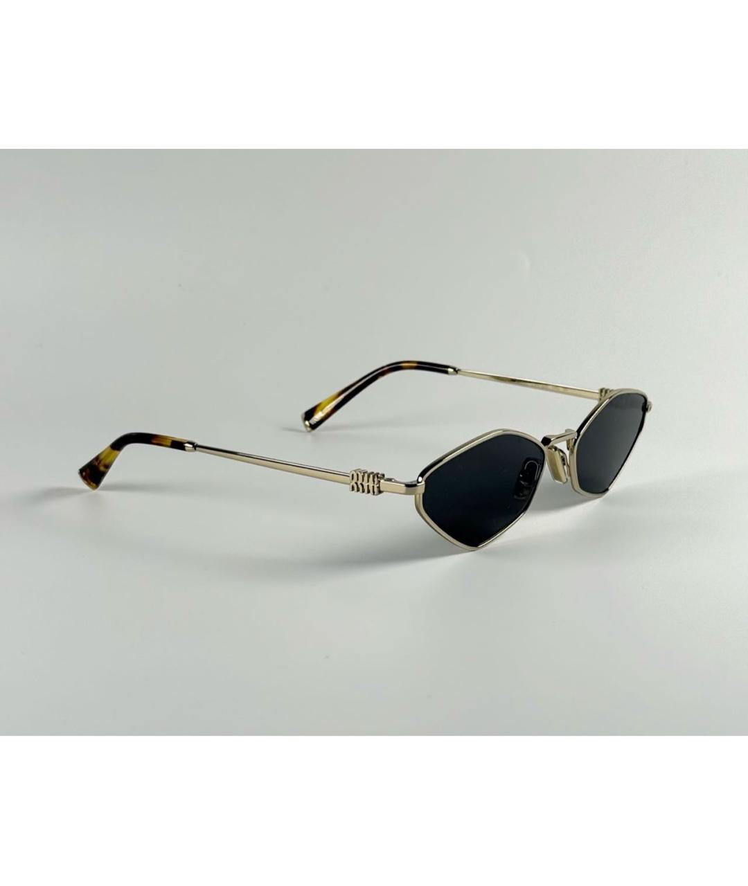 MIU MIU Золотые металлические солнцезащитные очки, фото 2