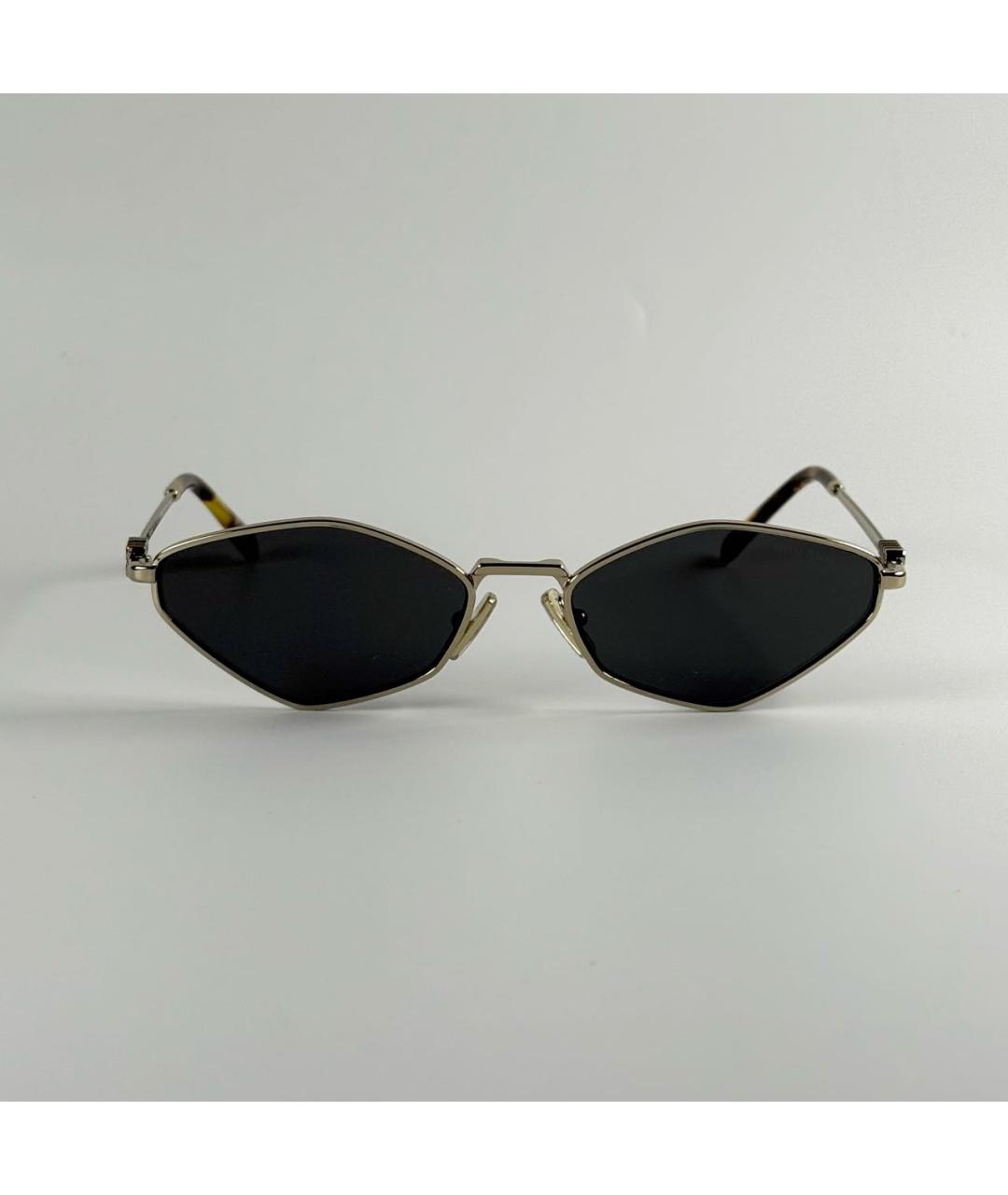 MIU MIU Золотые металлические солнцезащитные очки, фото 3
