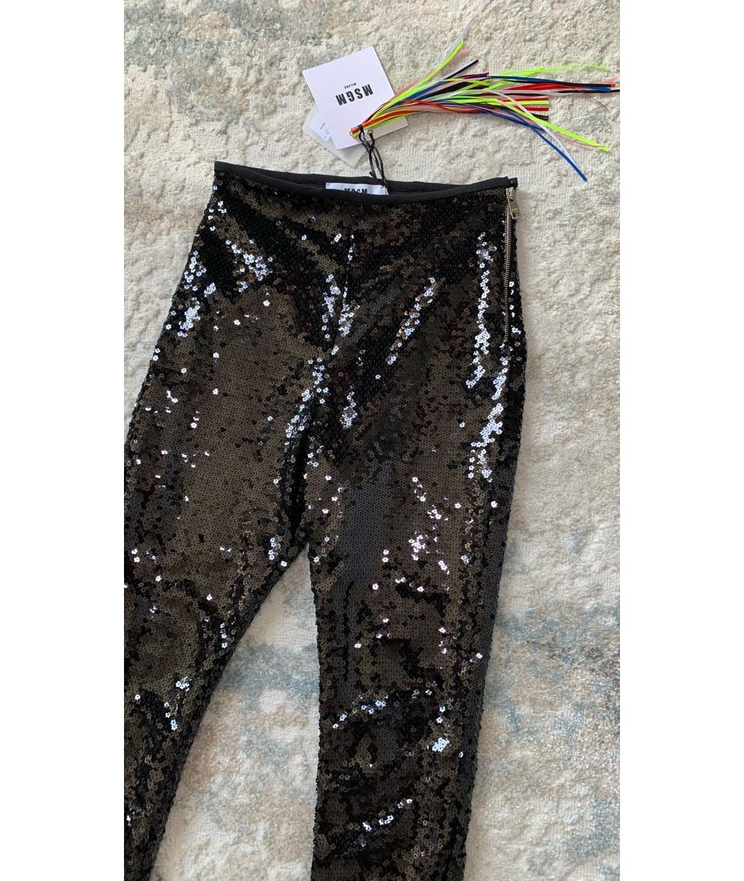 MSGM Черные полиэстеровые брюки узкие, фото 3