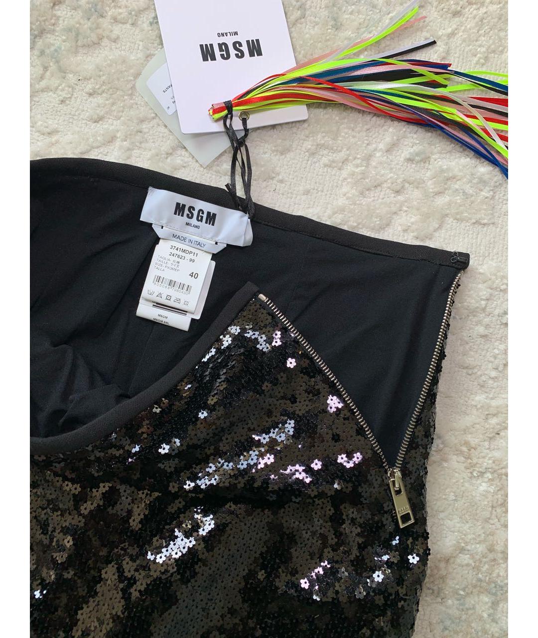 MSGM Черные полиэстеровые брюки узкие, фото 5