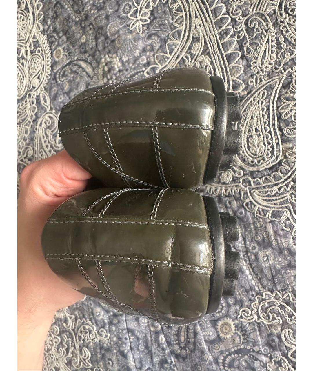 BIKKEMBERGS Зеленые кроссовки из лакированной кожи, фото 4