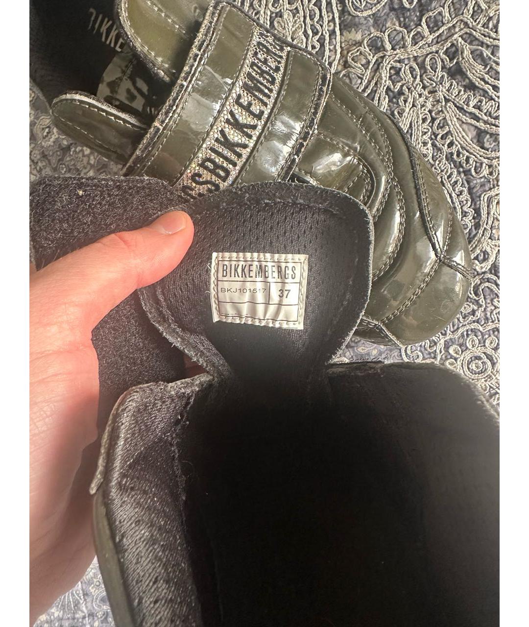 BIKKEMBERGS Зеленые кроссовки из лакированной кожи, фото 5