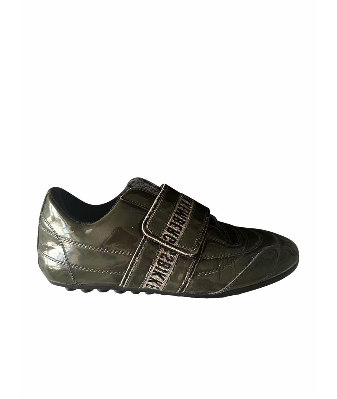 BIKKEMBERGS Зеленые кроссовки из лакированной кожи, фото 1