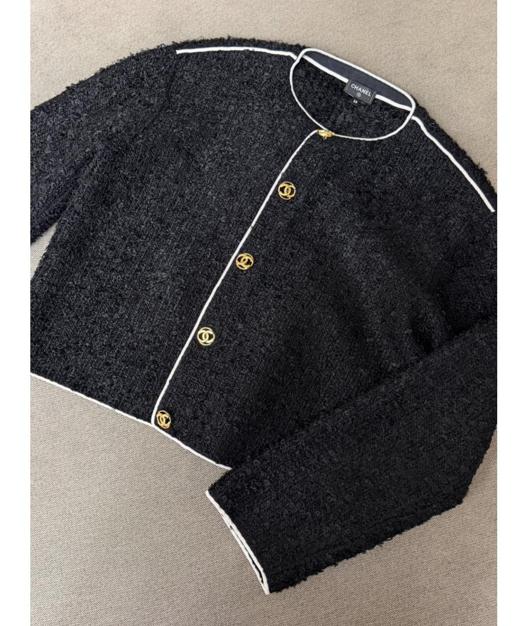 CHANEL Черный вискозный жакет/пиджак, фото 2