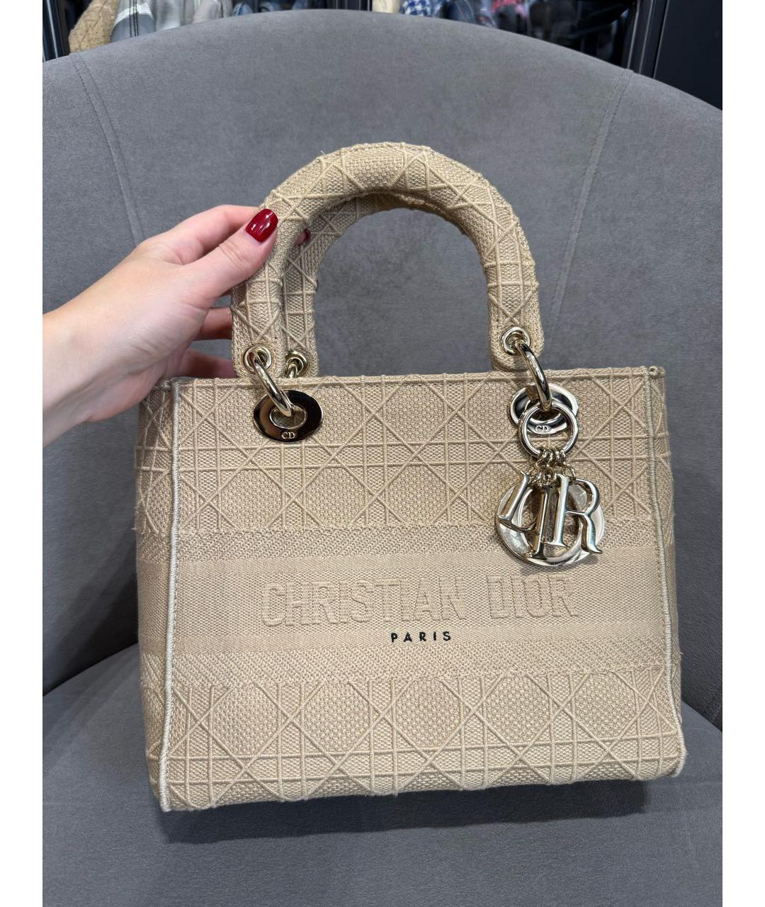 CHRISTIAN DIOR Бежевая сумка с короткими ручками, фото 6