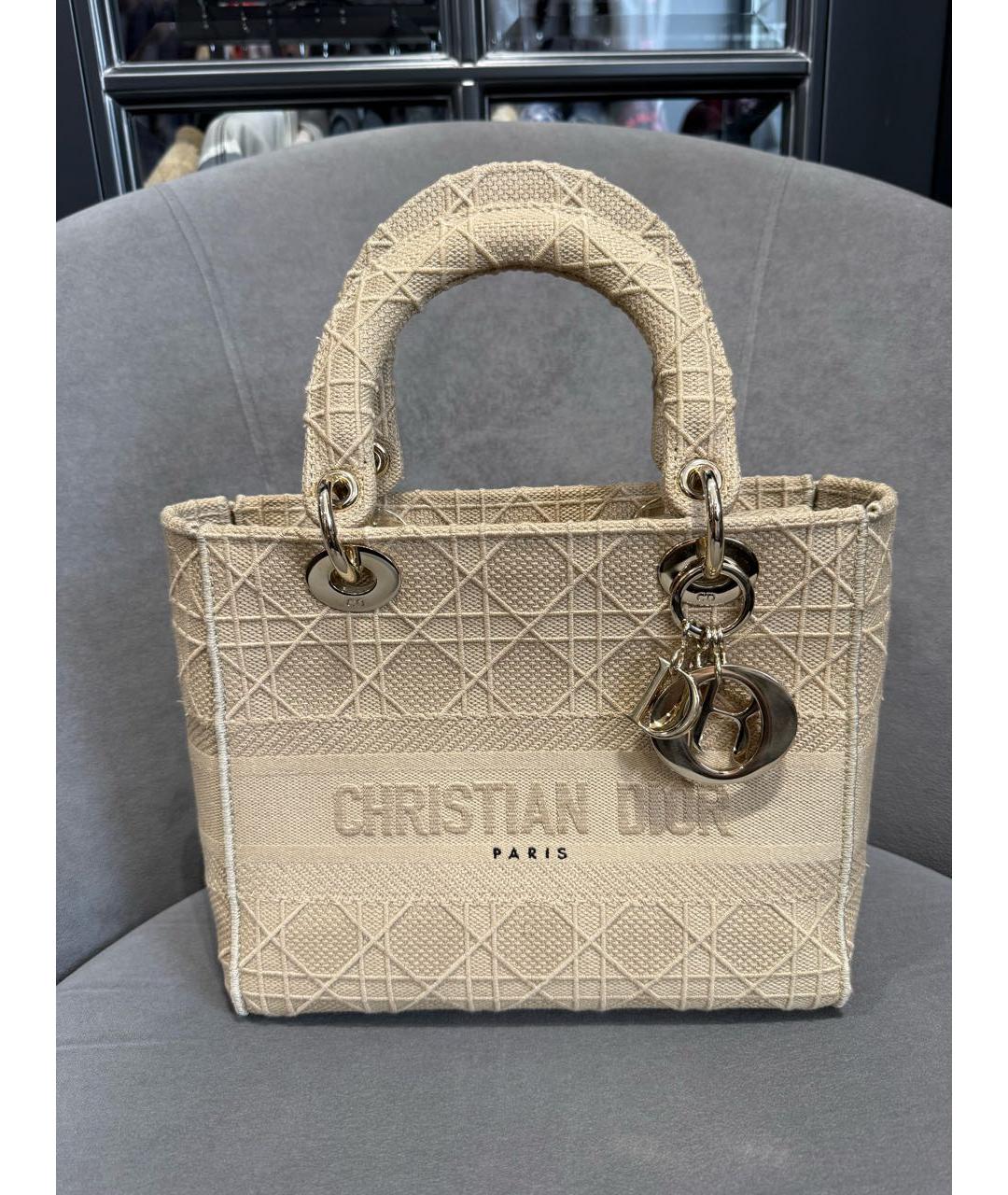 CHRISTIAN DIOR Бежевая сумка с короткими ручками, фото 7
