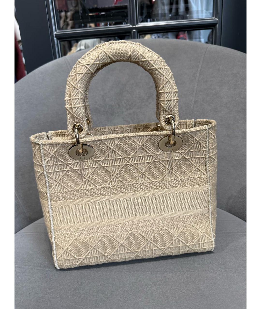 CHRISTIAN DIOR Бежевая сумка с короткими ручками, фото 3