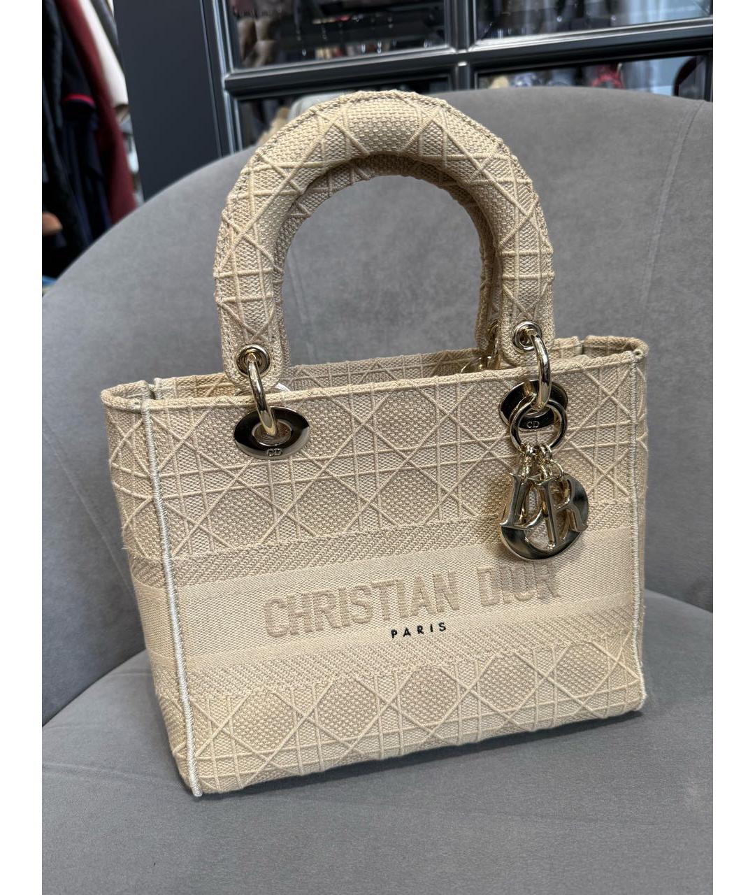 CHRISTIAN DIOR Бежевая сумка с короткими ручками, фото 2