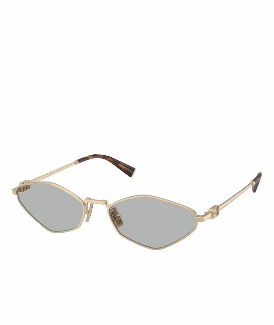 MIU MIU Золотые металлические солнцезащитные очки, фото 1