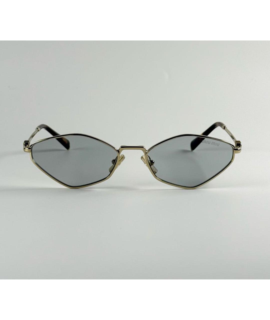 MIU MIU Золотые металлические солнцезащитные очки, фото 2