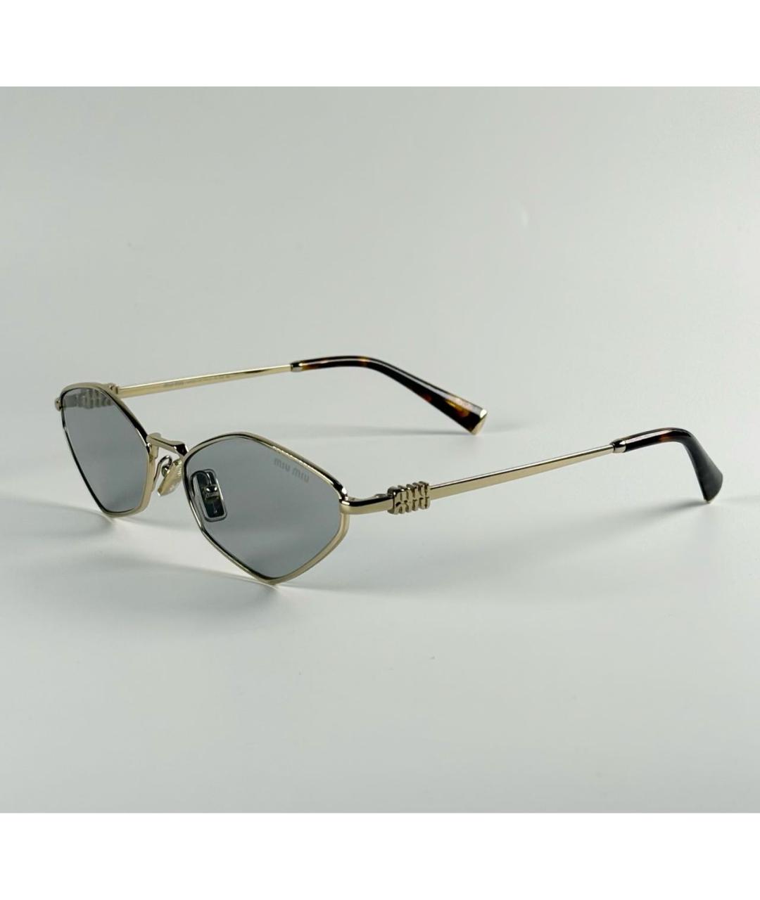 MIU MIU Золотые металлические солнцезащитные очки, фото 3