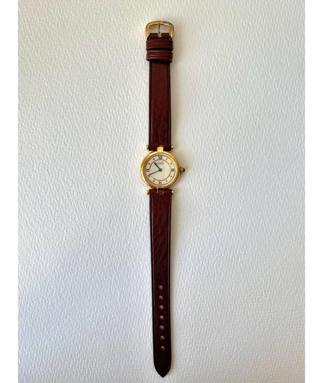 CARTIER Коричневые позолоченные часы, фото 6