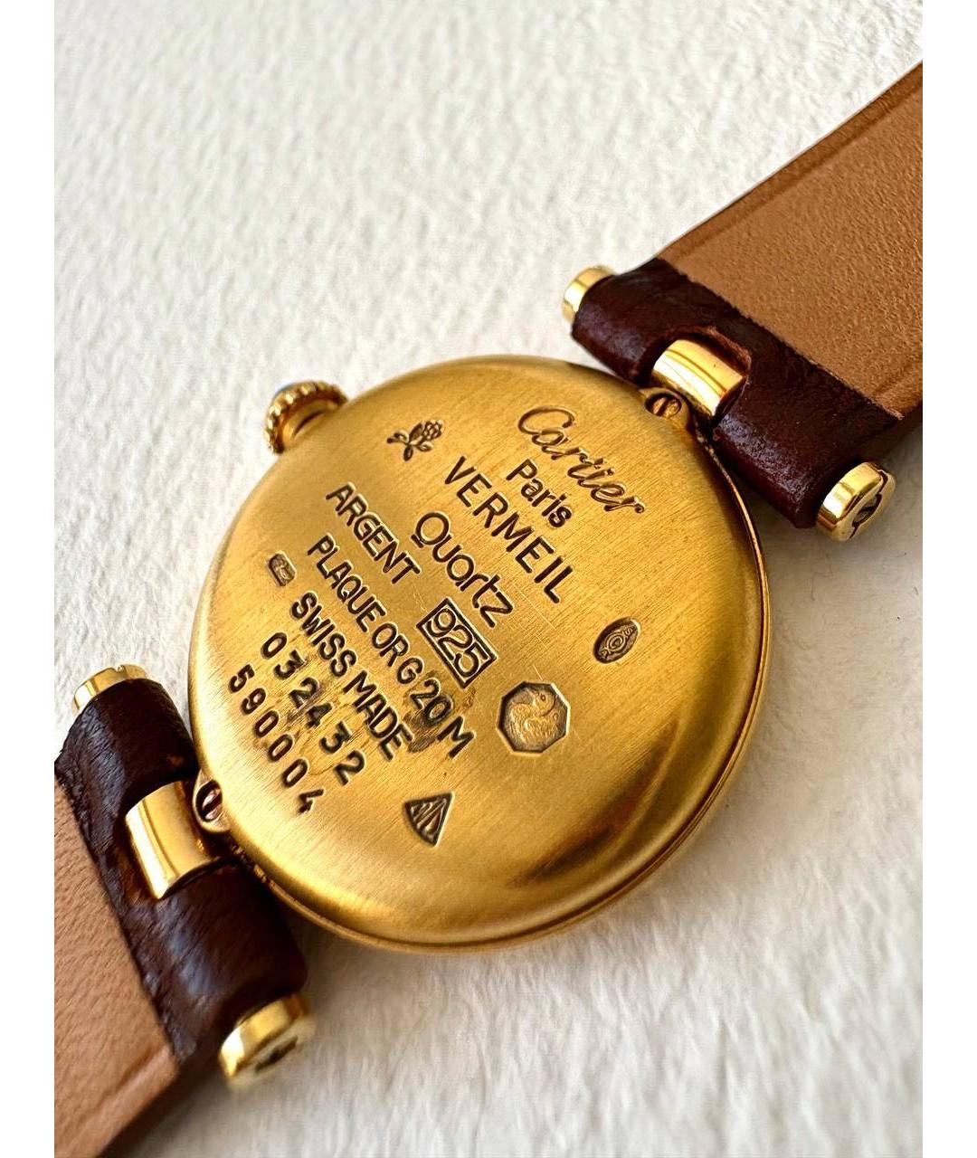 CARTIER Коричневые позолоченные часы, фото 3