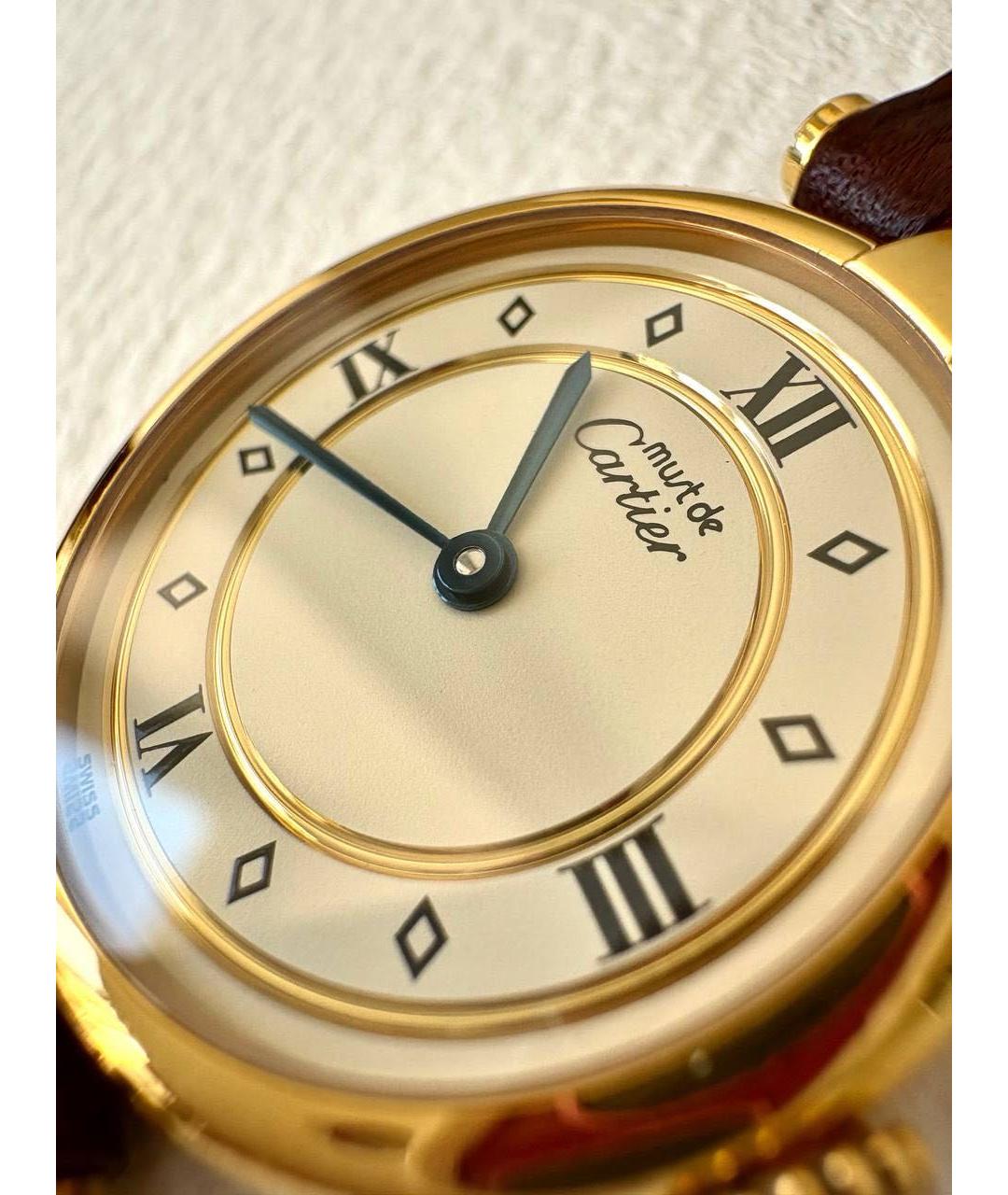 CARTIER Коричневые позолоченные часы, фото 2