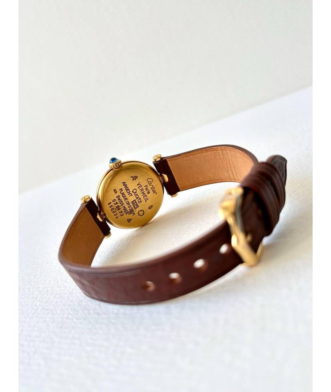 CARTIER Коричневые позолоченные часы, фото 5