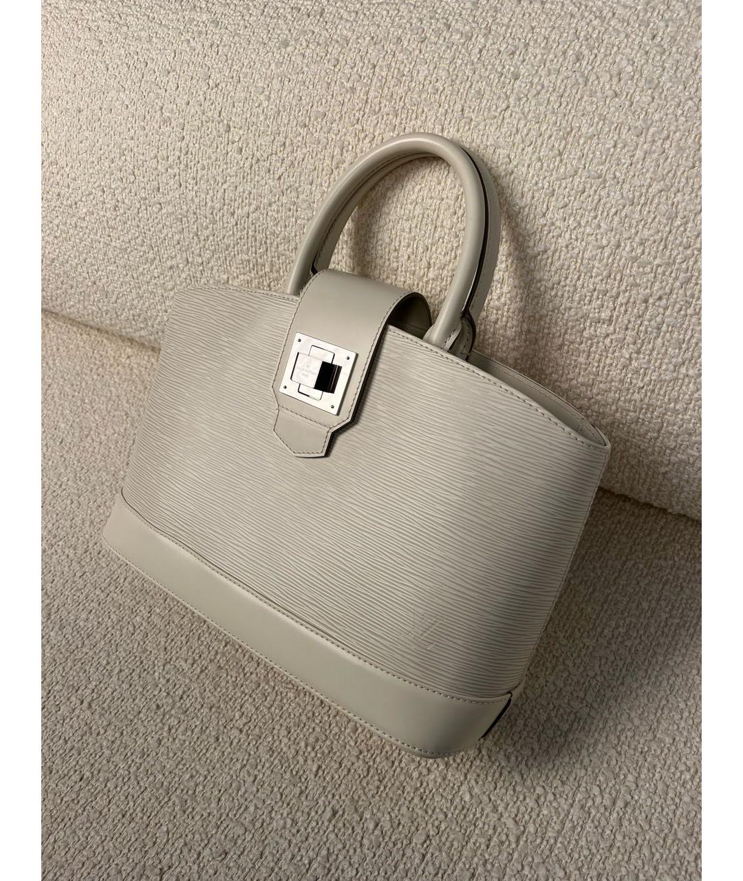 LOUIS VUITTON Белая кожаная сумка с короткими ручками, фото 5