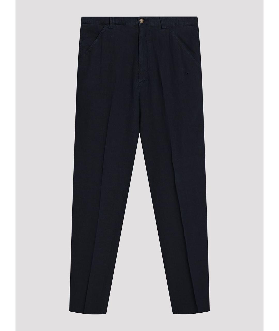BRUNELLO CUCINELLI Темно-синие льняные классические брюки, фото 5