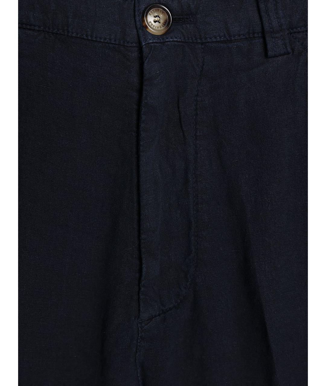 BRUNELLO CUCINELLI Темно-синие льняные классические брюки, фото 4