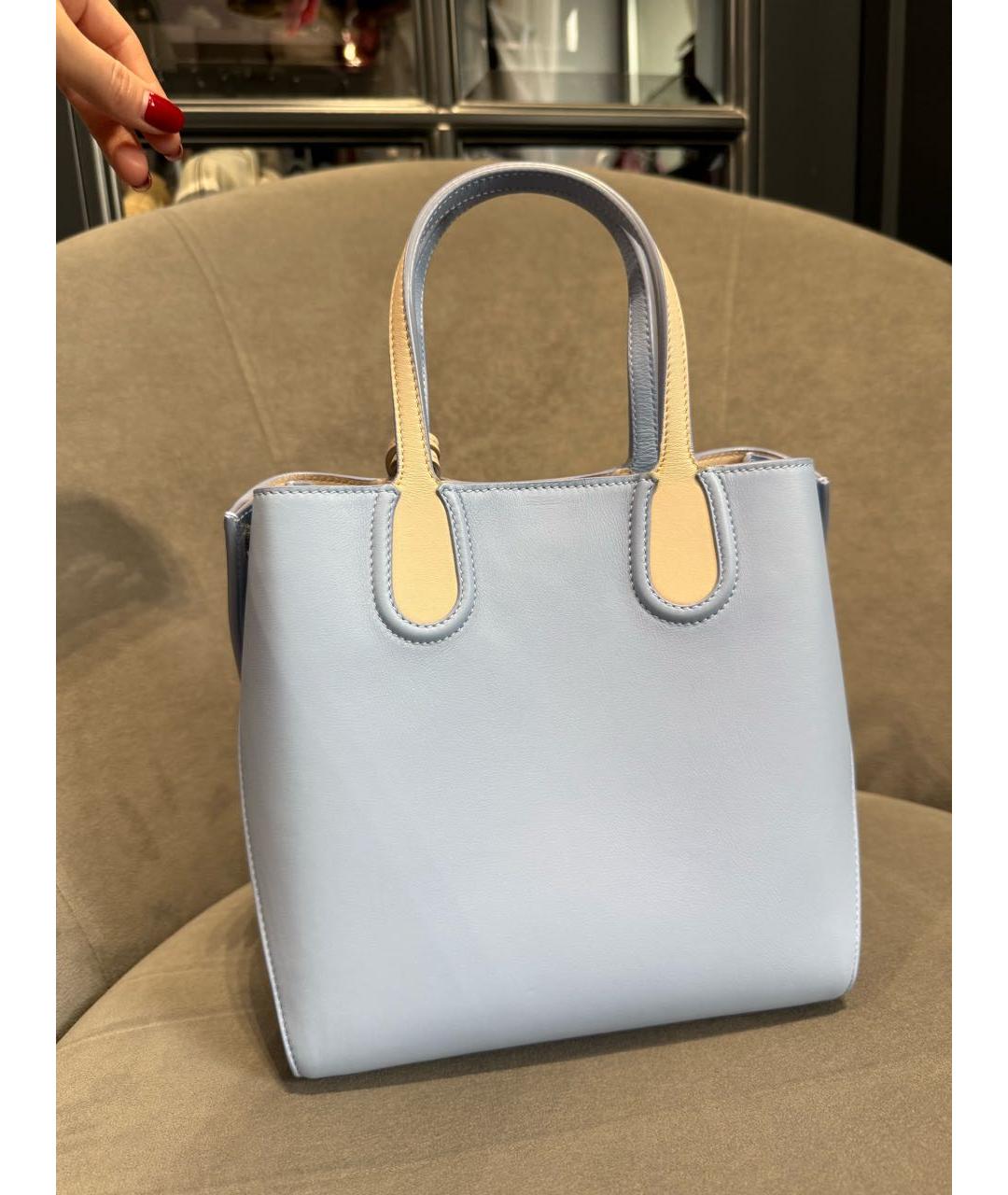 CHRISTIAN DIOR Голубая кожаная сумка с короткими ручками, фото 3