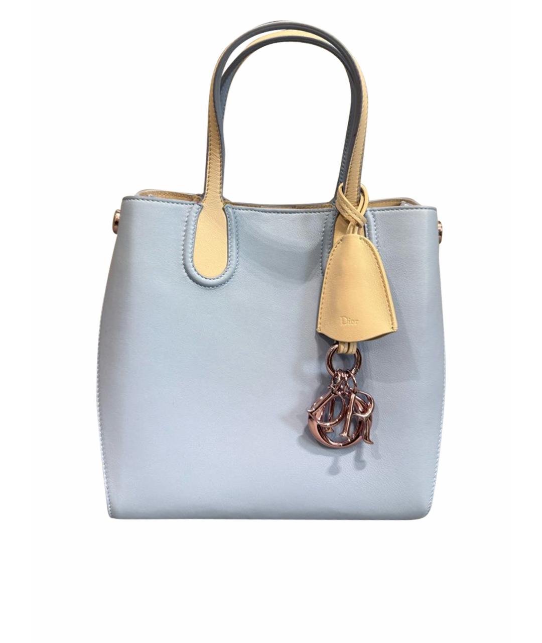 CHRISTIAN DIOR Голубая кожаная сумка с короткими ручками, фото 1
