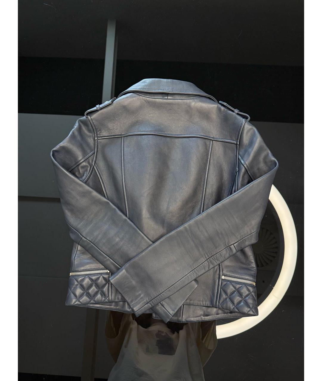 MAJE Антрацитовая кожаная куртка, фото 2