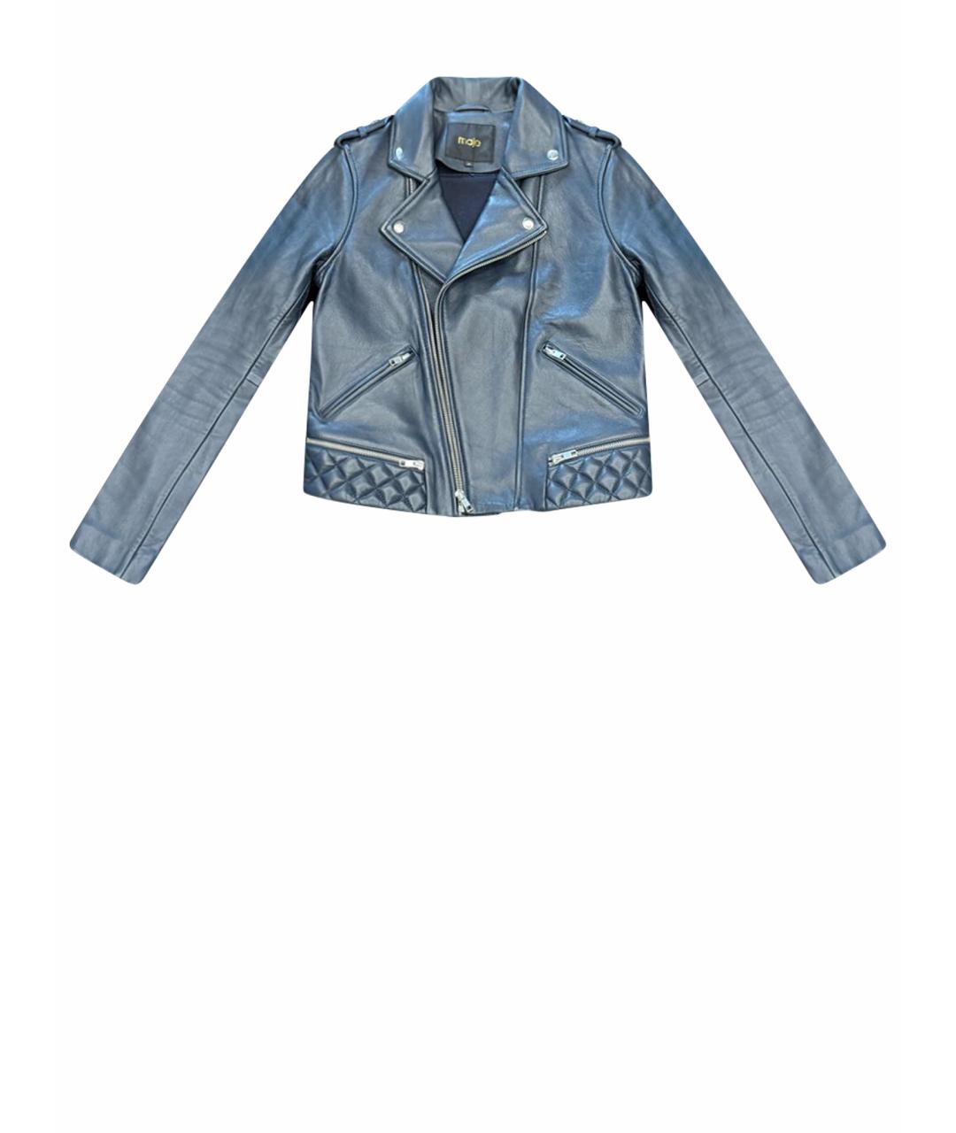 MAJE Антрацитовая кожаная куртка, фото 1