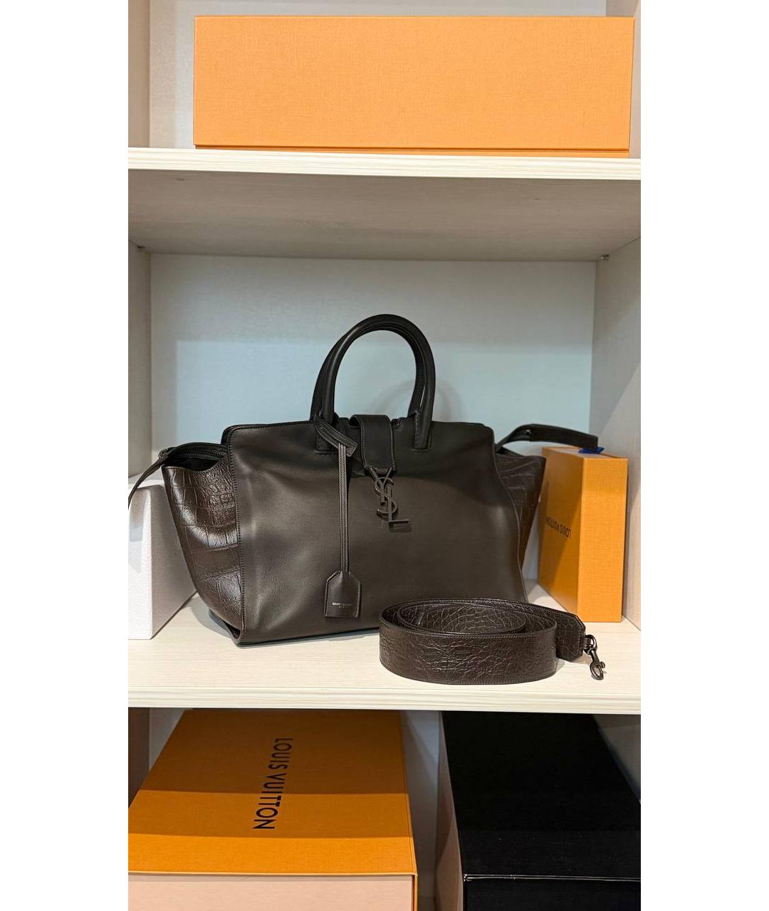 SAINT LAURENT Коричневая кожаная сумка через плечо, фото 7