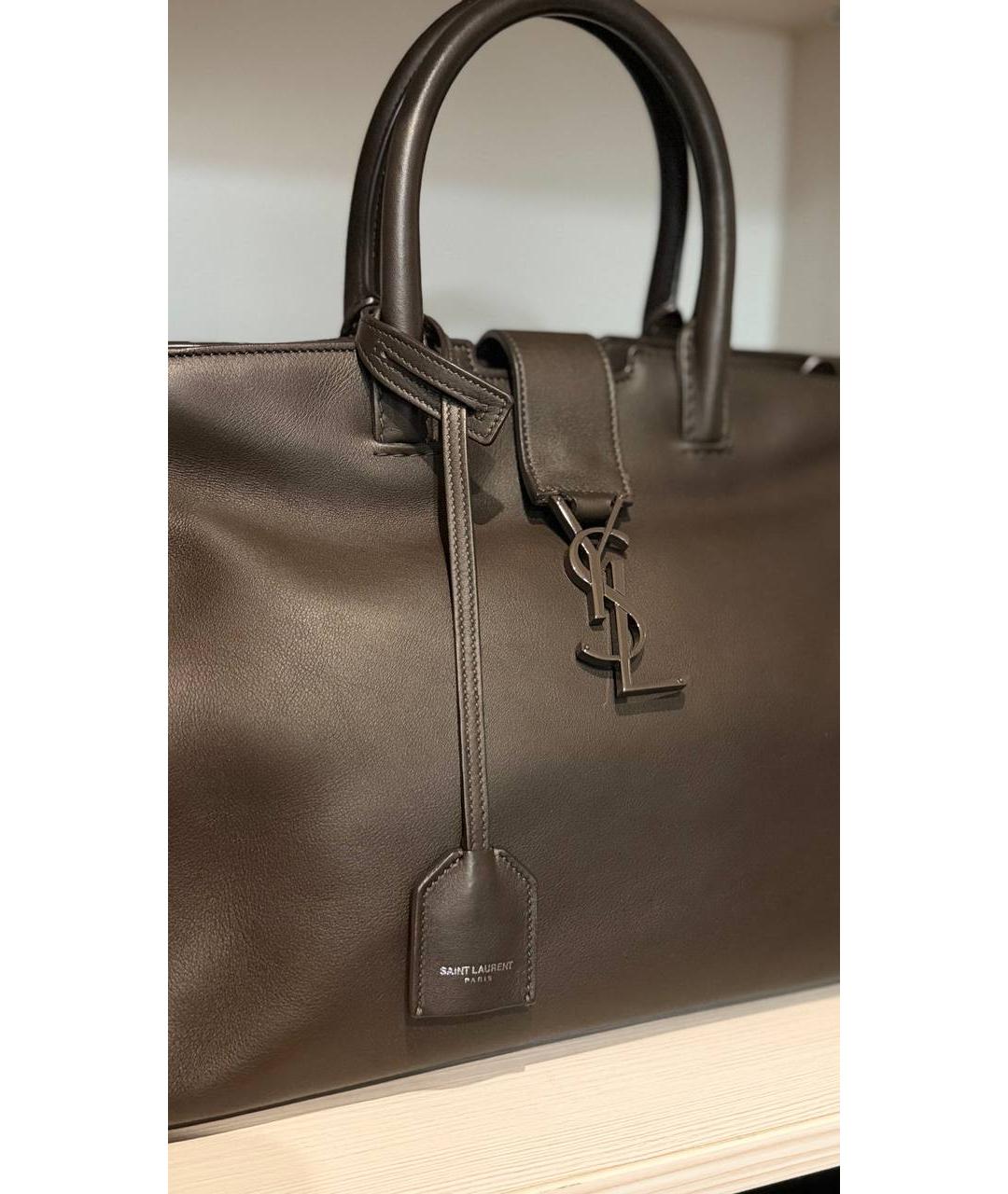 SAINT LAURENT Коричневая кожаная сумка через плечо, фото 3