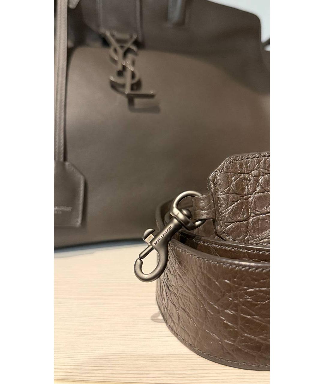 SAINT LAURENT Коричневая кожаная сумка через плечо, фото 8