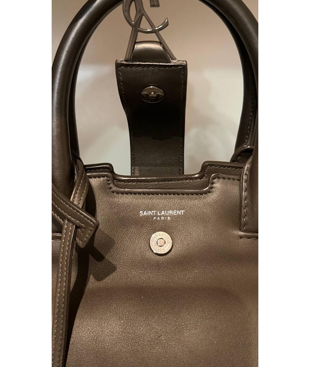 SAINT LAURENT Коричневая кожаная сумка через плечо, фото 4