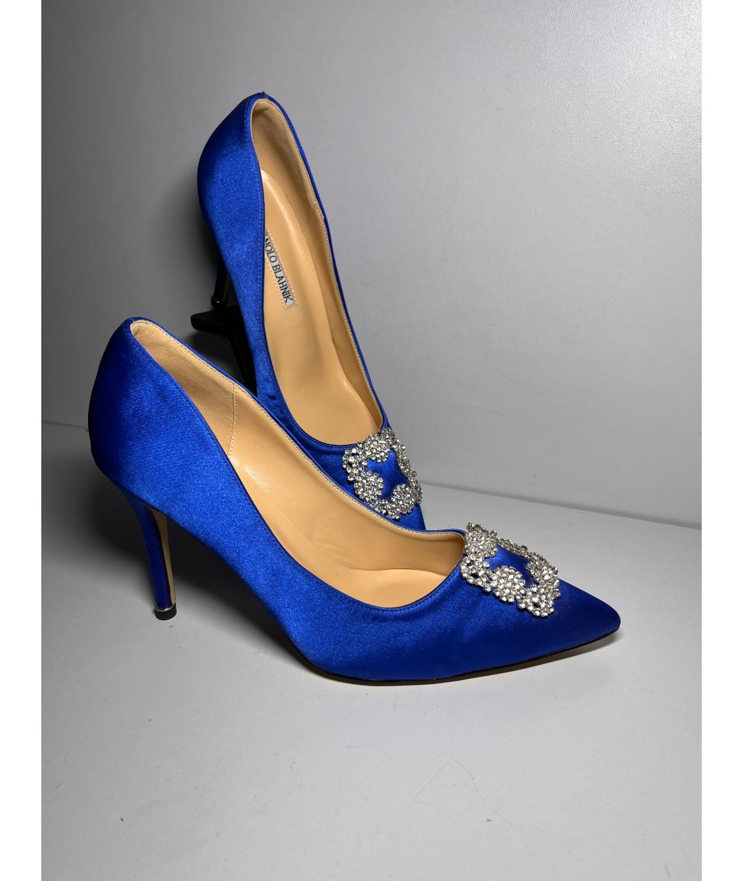 MANOLO BLAHNIK Синие текстильные туфли, фото 10
