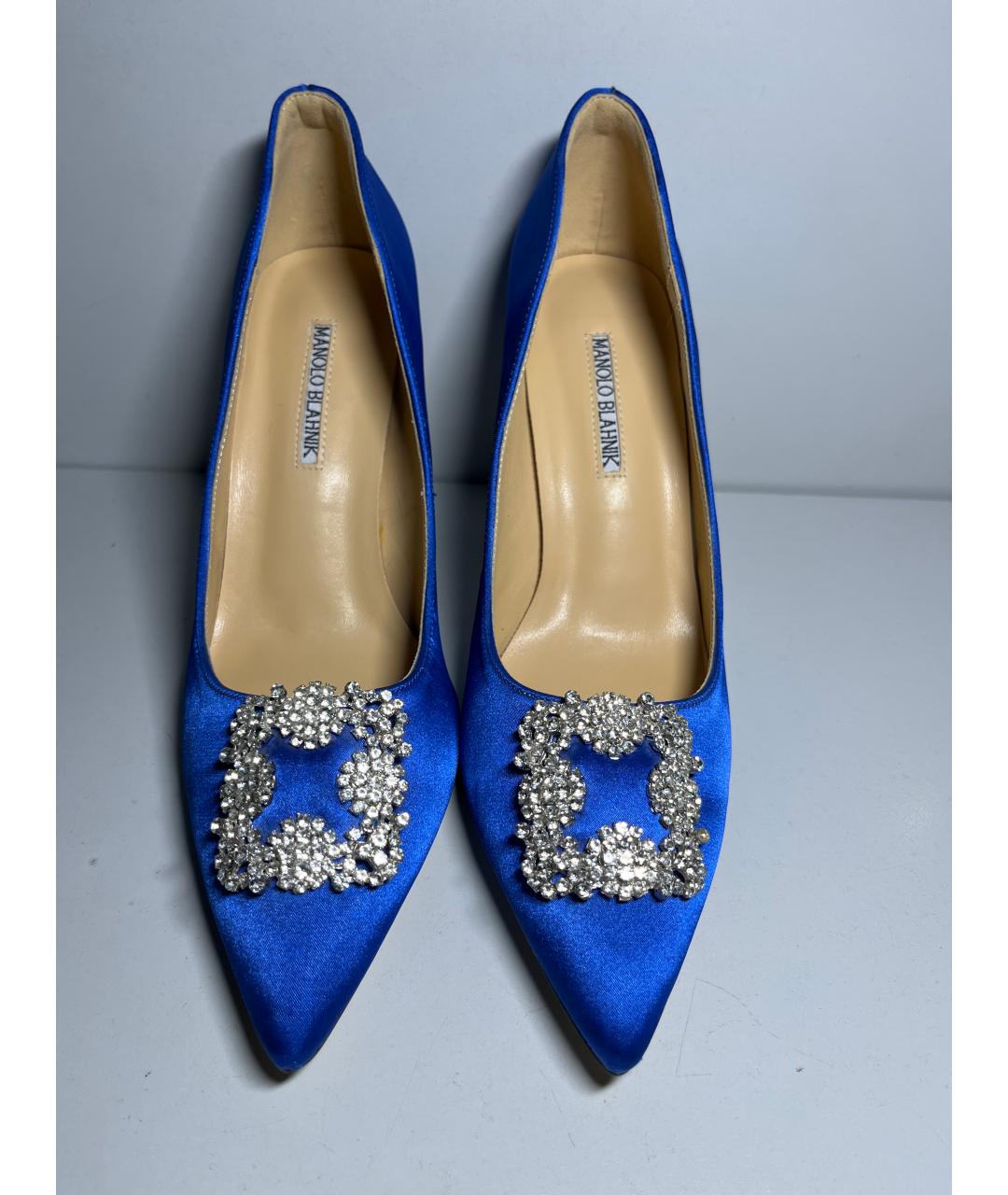 MANOLO BLAHNIK Синие текстильные туфли, фото 4