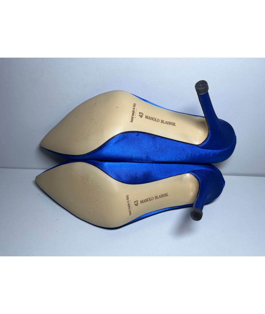 MANOLO BLAHNIK Синие текстильные туфли, фото 5