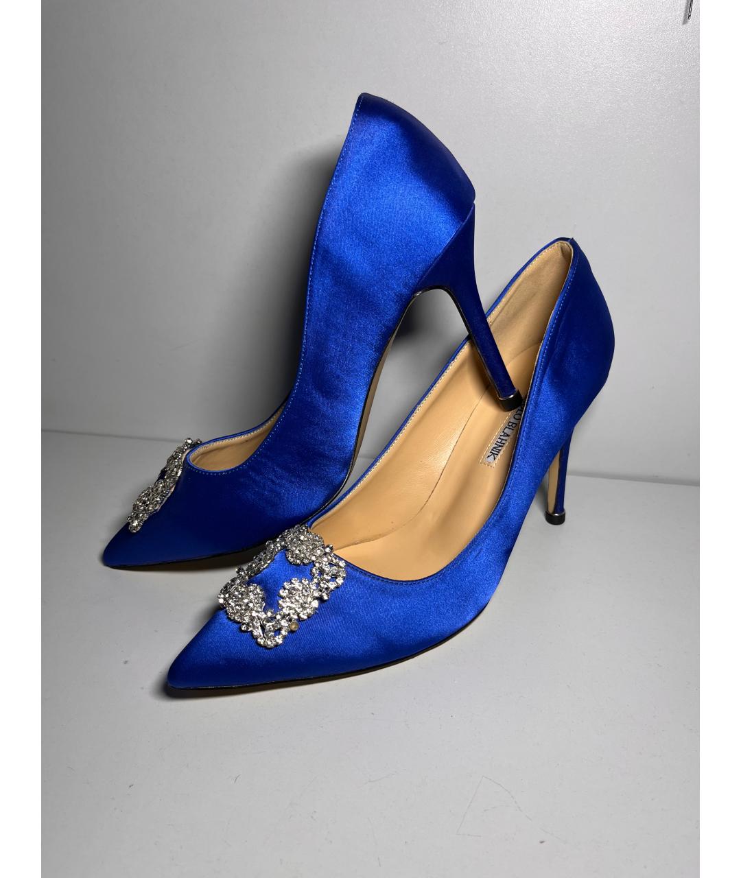 MANOLO BLAHNIK Синие текстильные туфли, фото 8