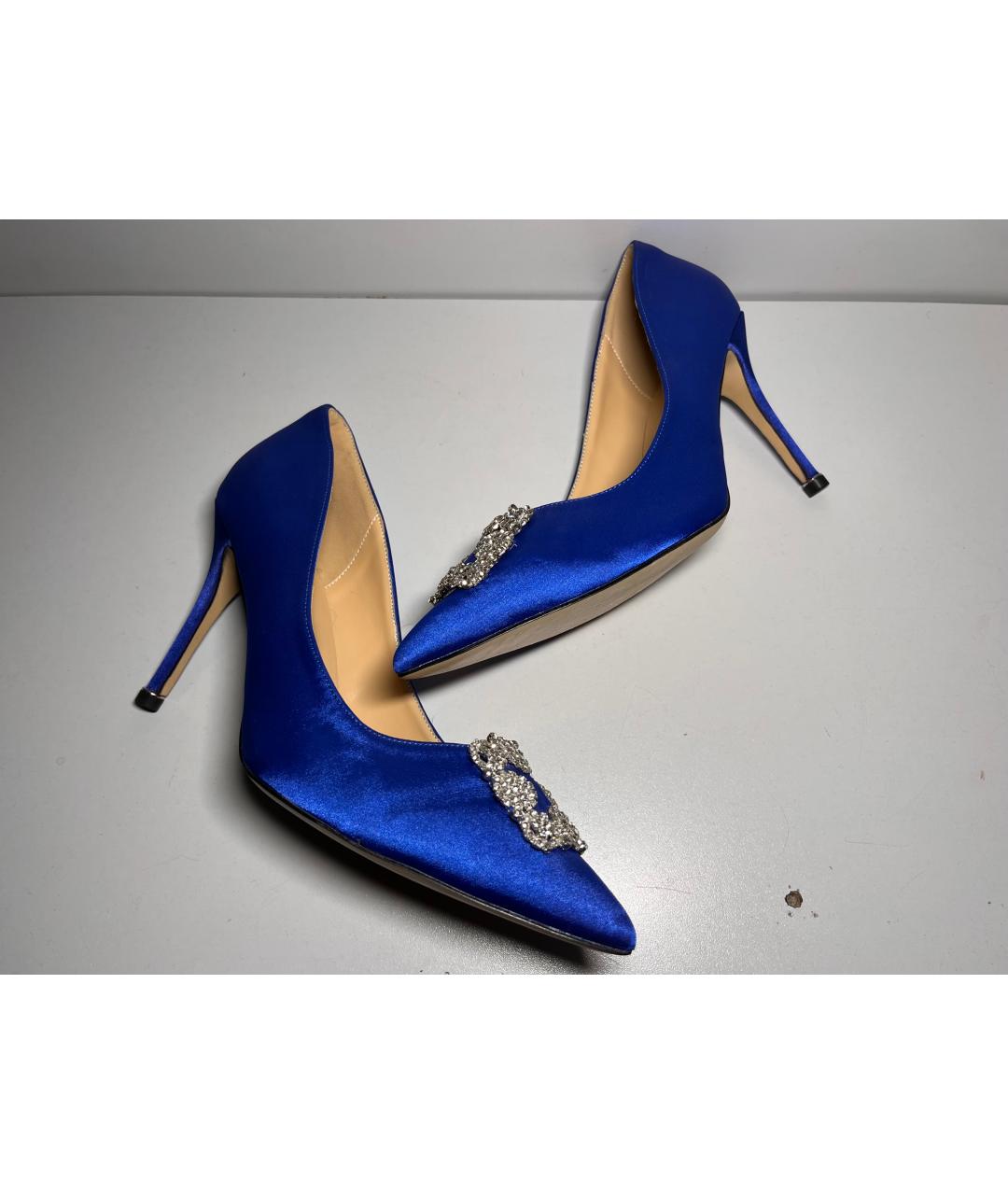 MANOLO BLAHNIK Синие текстильные туфли, фото 6